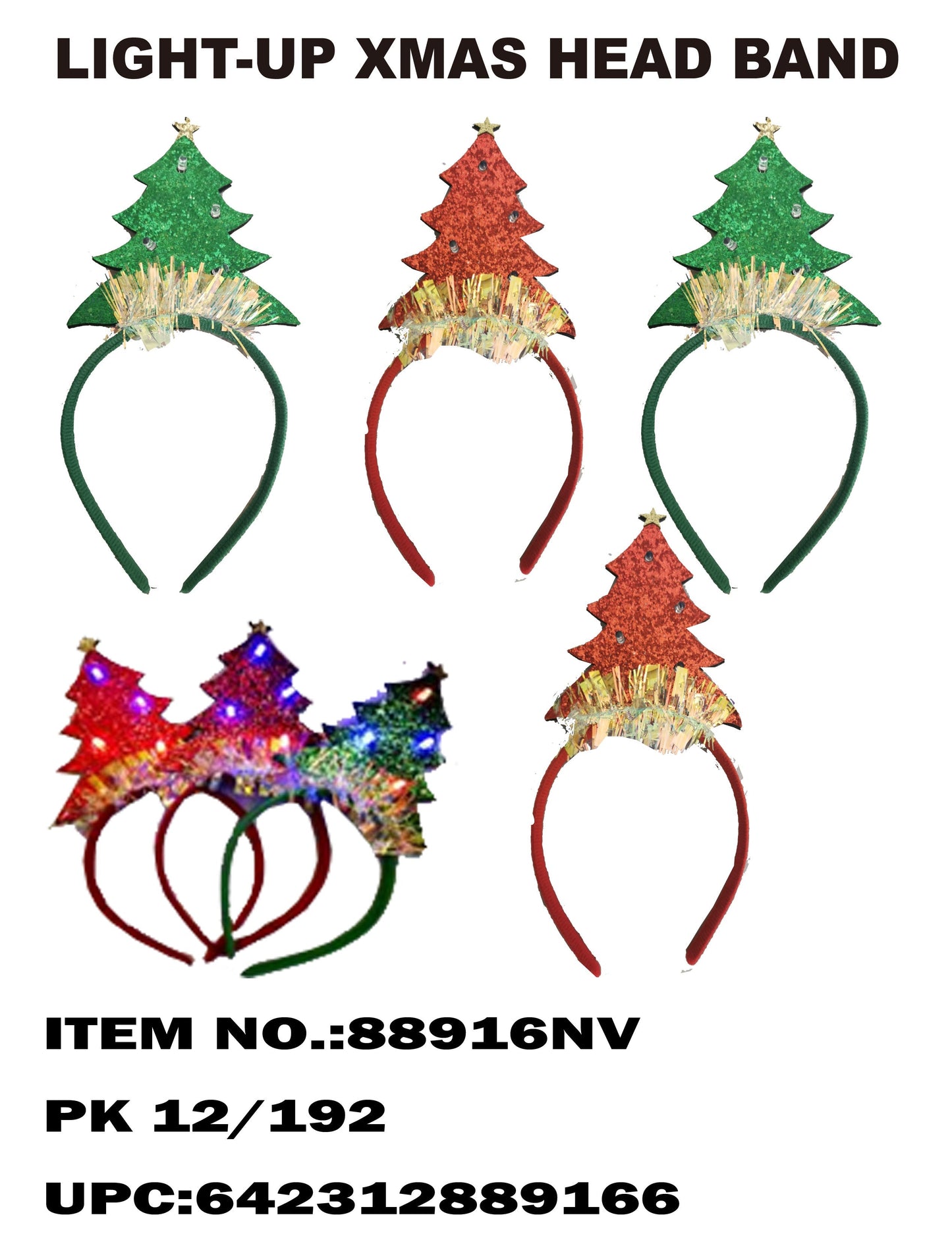 Buy Light-Up Christmas Tree Head Band in Bulk