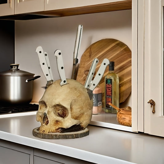 Skull Head Knife Block Holder