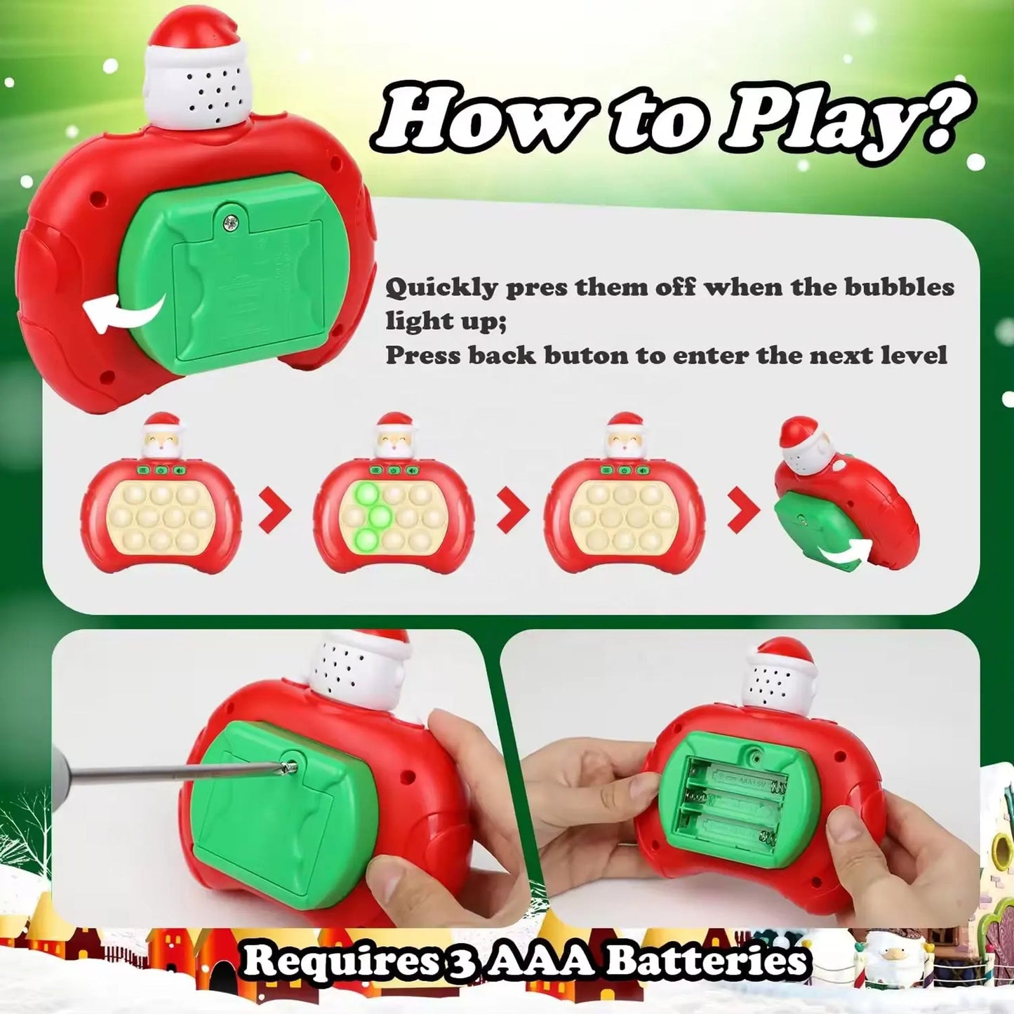 Christmas Puzzle Pop Fidget Bubble Kids Toy