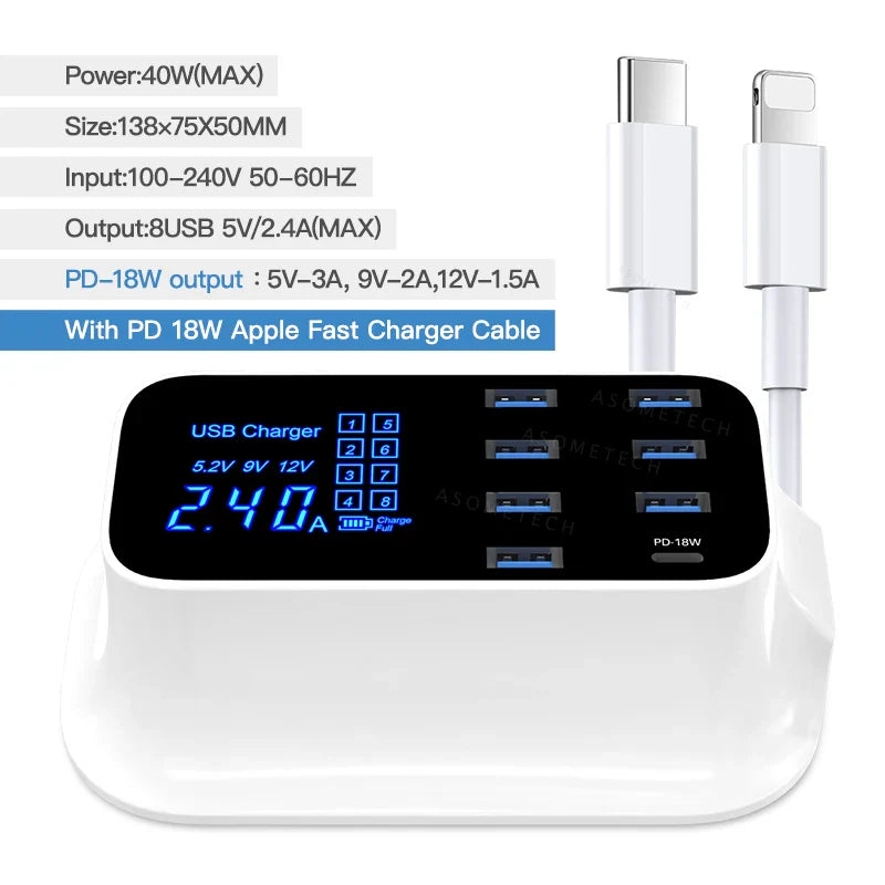 8 Ports Quick Charger For xiaomi huawei samsung