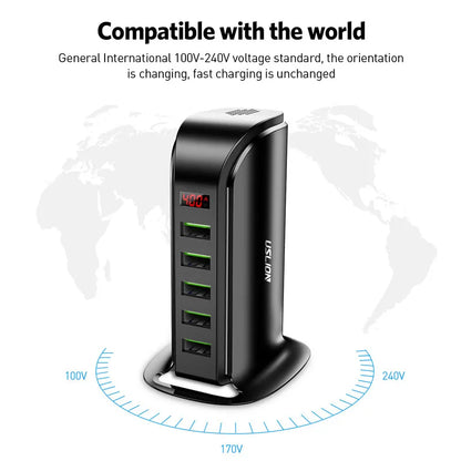 5 Port USB Charger HUB LED Display