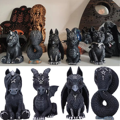 Magic Black Dragon Snake Griffin Unicorn Mysterious Witches Statue