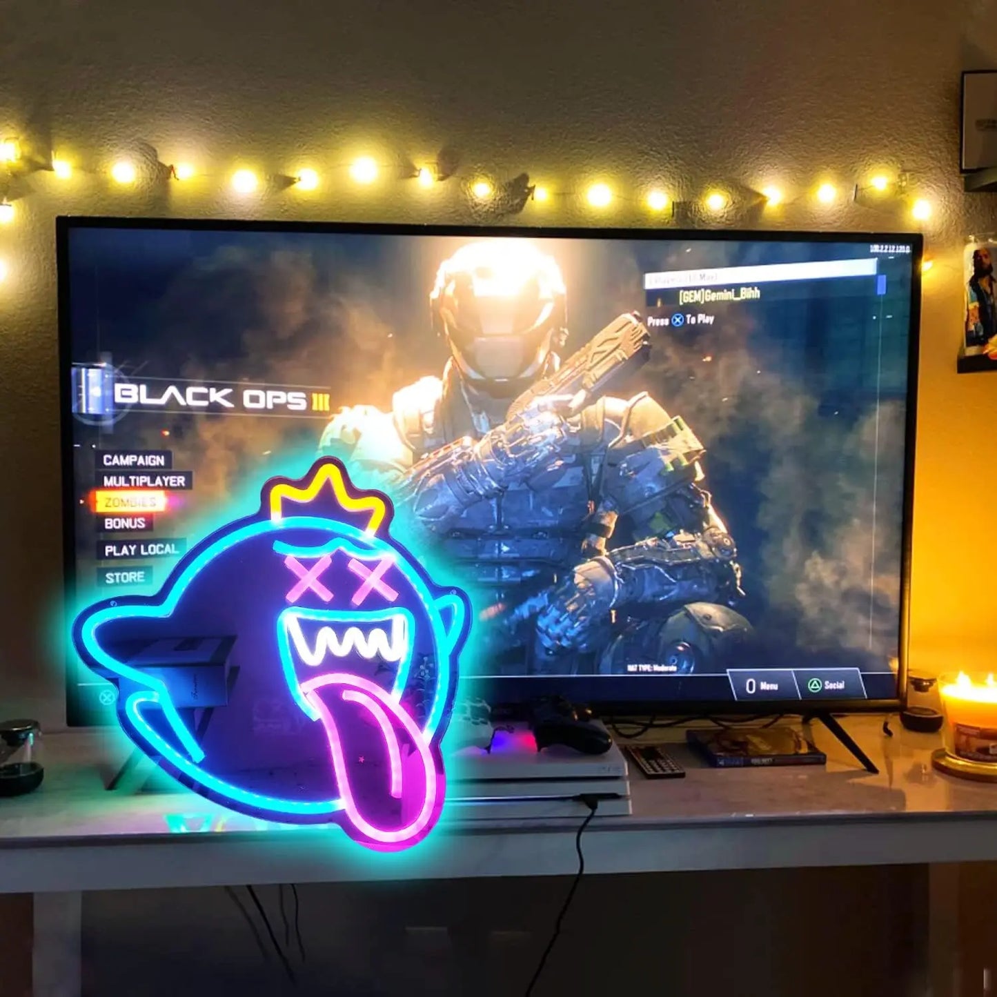 King Ghost Led Neon Light with Dimmable switch Gaming Neon Sign